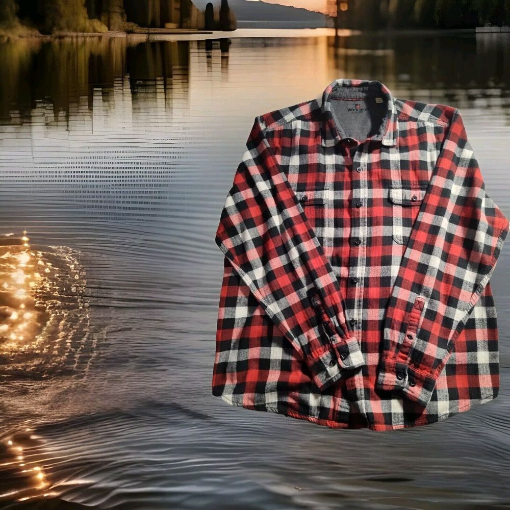 Woolrich Men's Two-Pocket Flannel Shirt Long Sleeve Checked Size XXL 804
